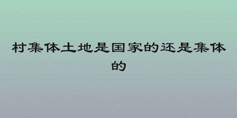 村集体土地是国家的还是集体的