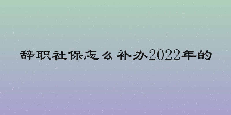 辞职社保怎么补办2022年的