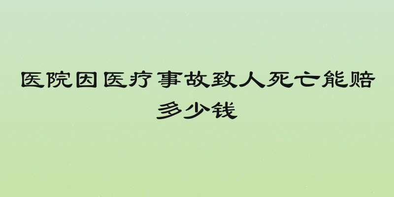 医院因医疗事故致人死亡能赔多少钱