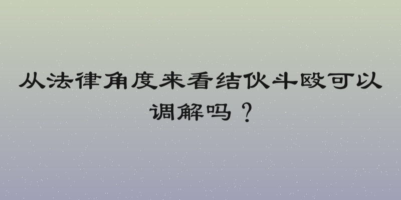 从法律角度来看结伙斗殴可以调解吗？