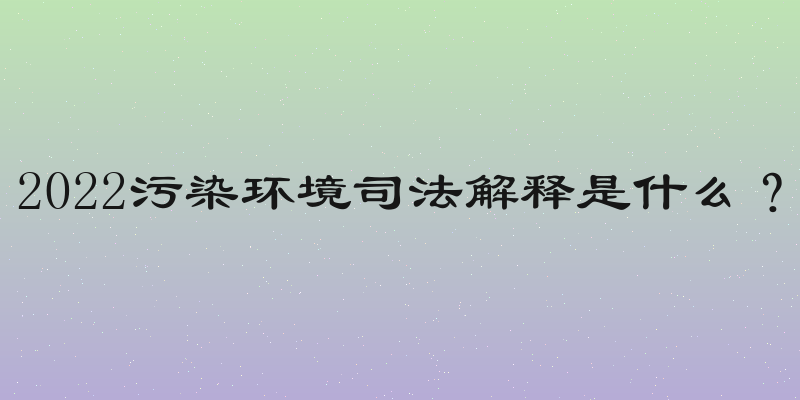 2022污染环境司法解释是什么？