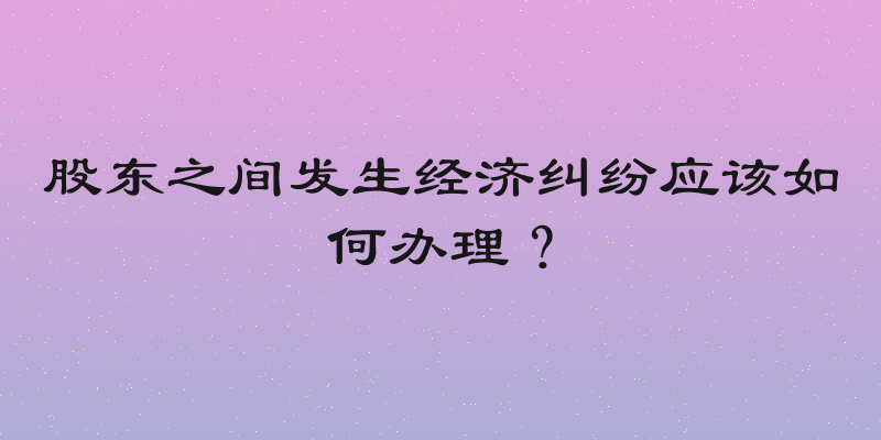 股东之间发生经济纠纷应该如何办理？