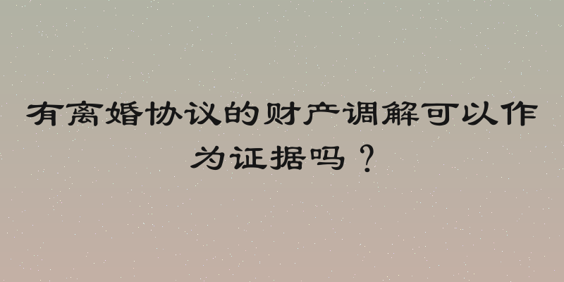 有离婚协议的财产调解可以作为证据吗？
