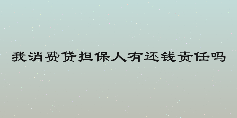 我消费贷担保人有还钱责任吗