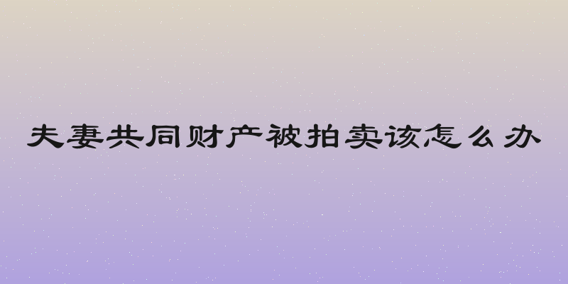 夫妻共同财产被拍卖该怎么办