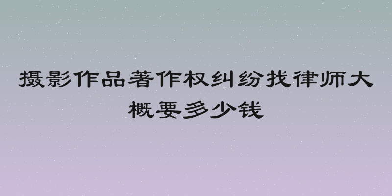 摄影作品著作权纠纷找律师大概要多少钱