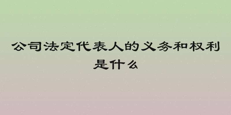公司法定代表人的义务和权利是什么