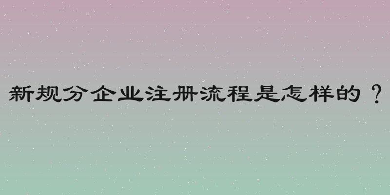 新规分企业注册流程是怎样的？