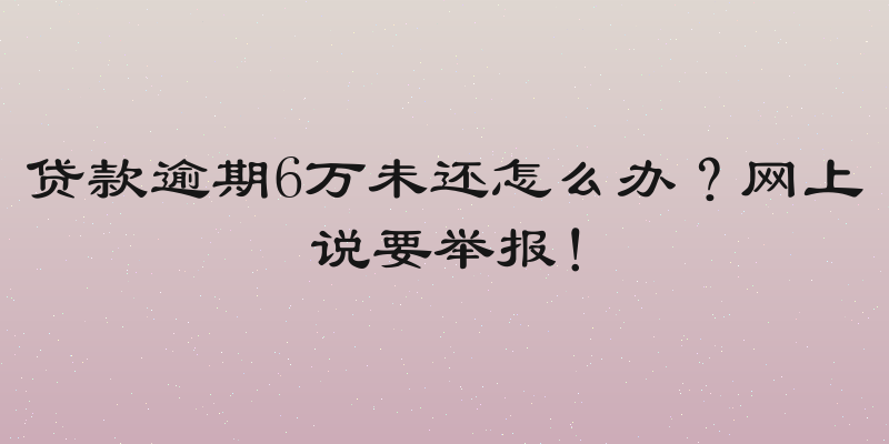 贷款逾期6万未还怎么办？网上说要举报！
