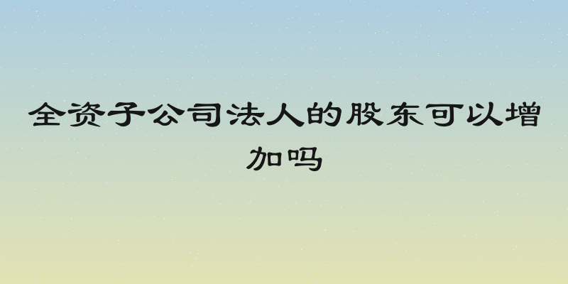 全资子公司法人的股东可以增加吗