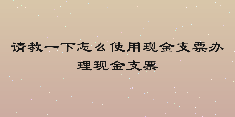 请教一下怎么使用现金支票办理现金支票