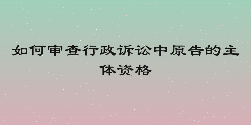 如何审查行政诉讼中原告的主体资格