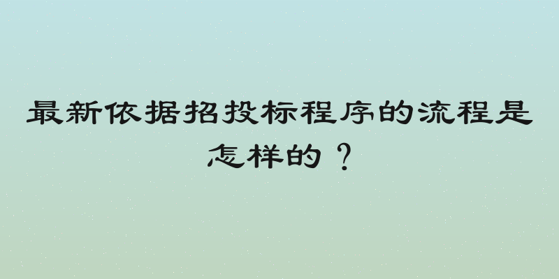 最新依据招投标程序的流程是怎样的？