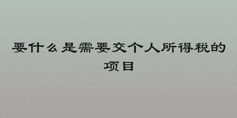 要什么是需要交个人所得税的项目