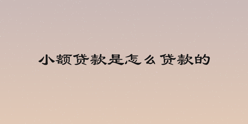 小额贷款是怎么贷款的
