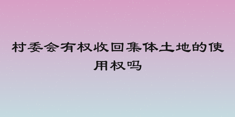 村委会有权收回集体土地的使用权吗