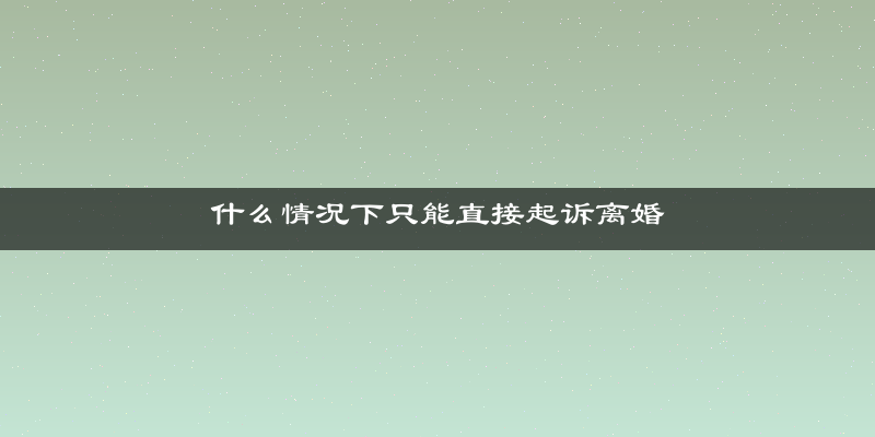什么情况下只能直接起诉离婚