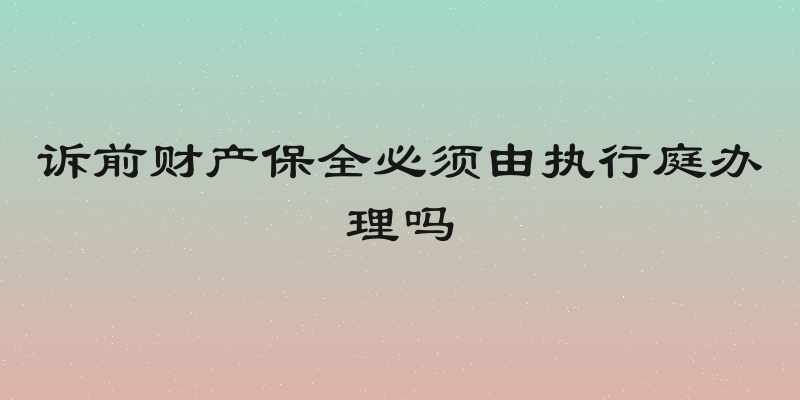 诉前财产保全必须由执行庭办理吗