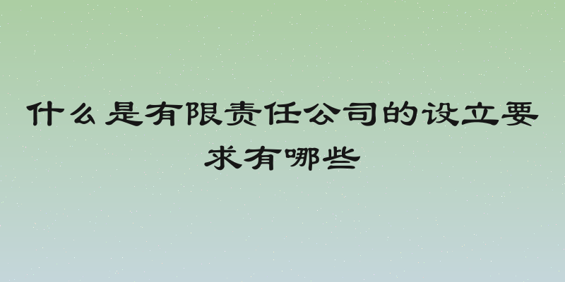 什么是有限责任公司的设立要求有哪些