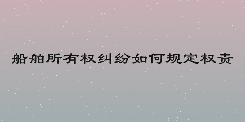 船舶所有权纠纷如何规定权责