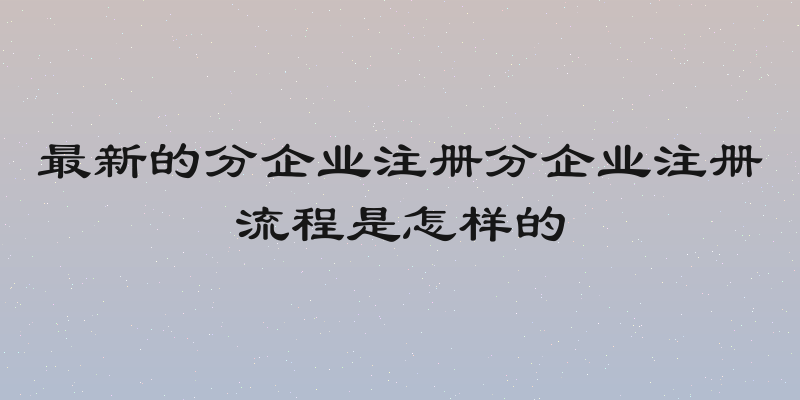 最新的分企业注册分企业注册流程是怎样的
