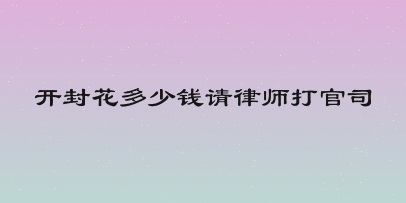 开封花多少钱请律师打官司