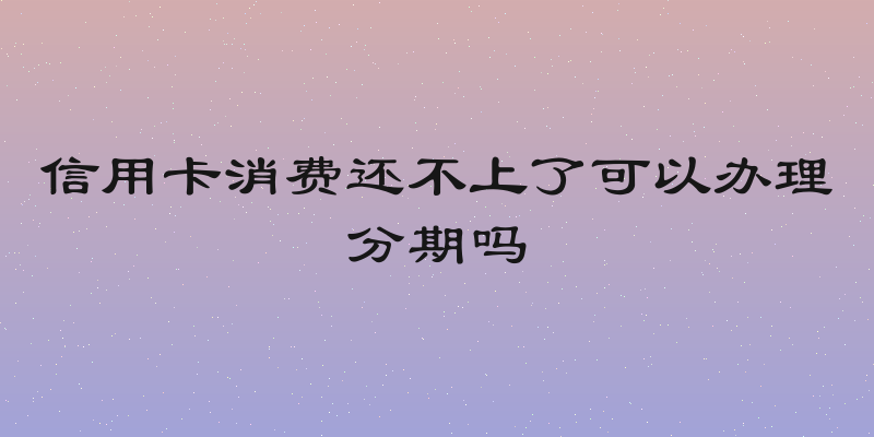 信用卡消费还不上了可以办理分期吗