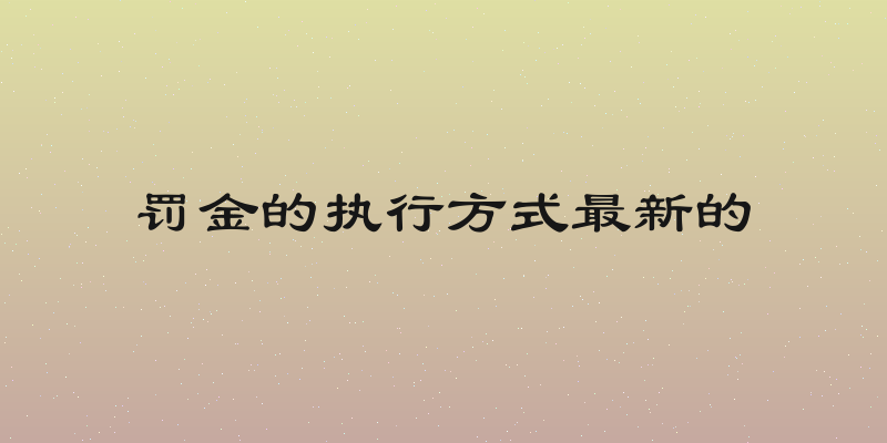 罚金的执行方式最新的