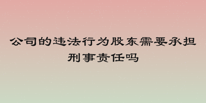 公司的违法行为股东需要承担刑事责任吗
