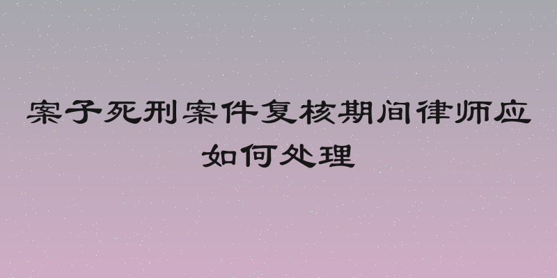 案子死刑案件复核期间律师应如何处理