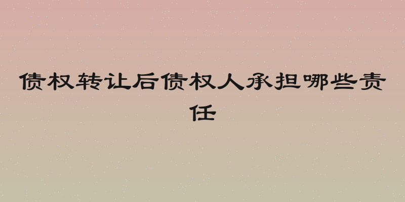 债权转让后债权人承担哪些责任