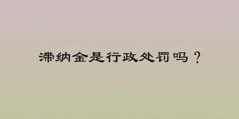 滞纳金是行政处罚吗？