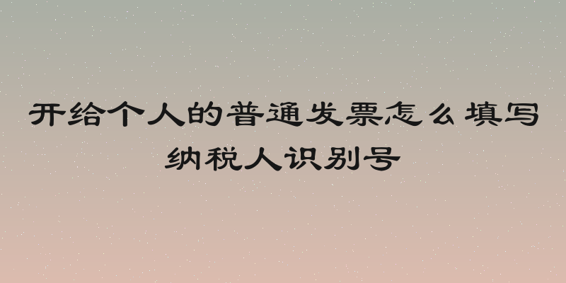 开给个人的普通发票怎么填写纳税人识别号