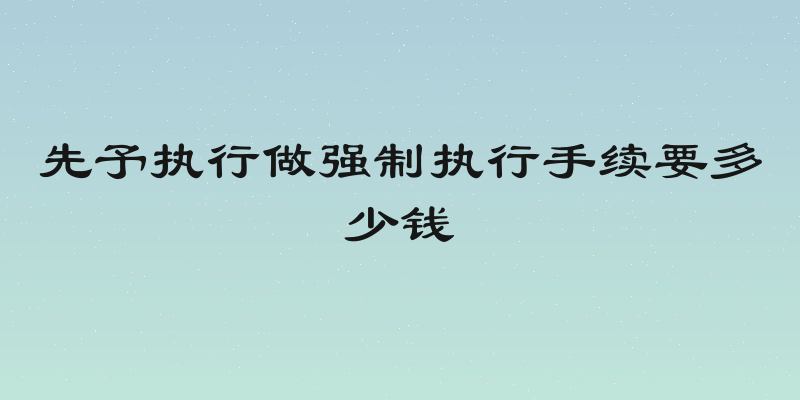 先予执行做强制执行手续要多少钱