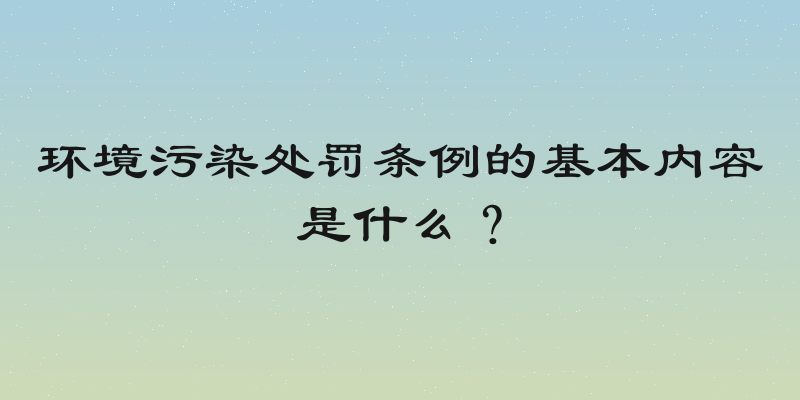 环境污染处罚条例的基本内容是什么？