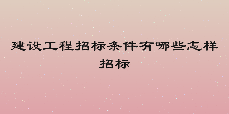 建设工程招标条件有哪些怎样招标