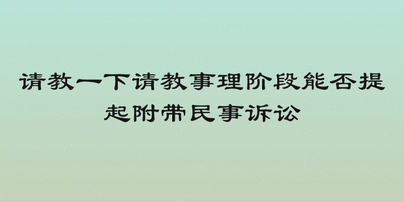 请教一下请教事理阶段能否提起附带民事诉讼