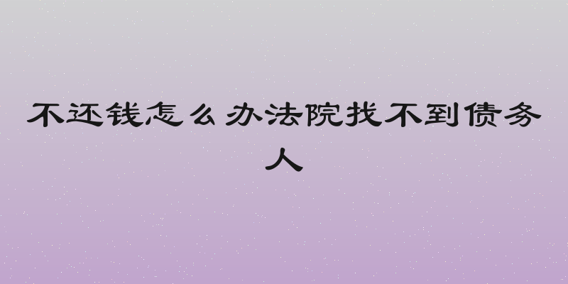 不还钱怎么办法院找不到债务人