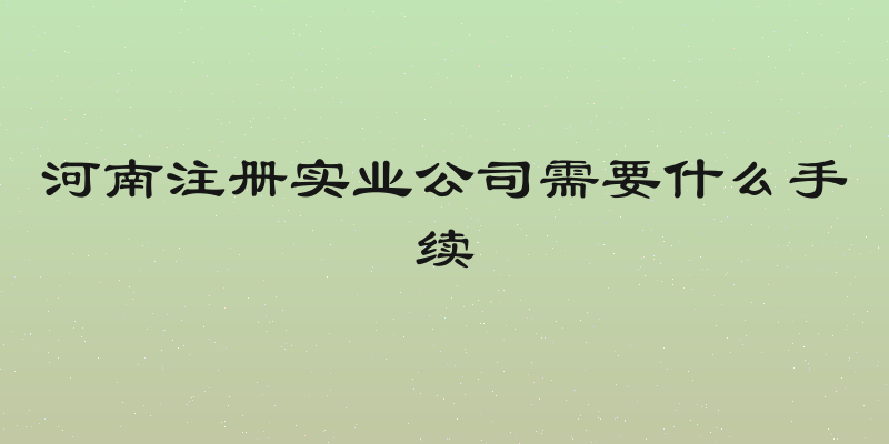 河南注册实业公司需要什么手续