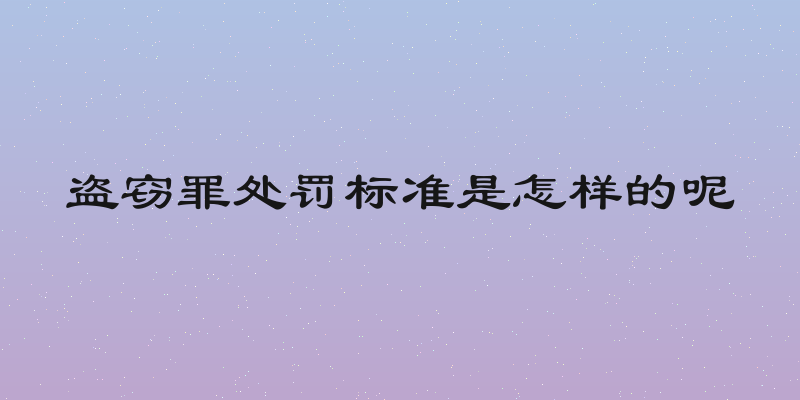 盗窃罪处罚标准是怎样的呢