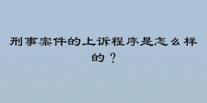 刑事案件的上诉程序是怎么样的？