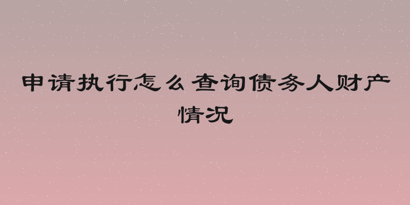 申请执行怎么查询债务人财产情况