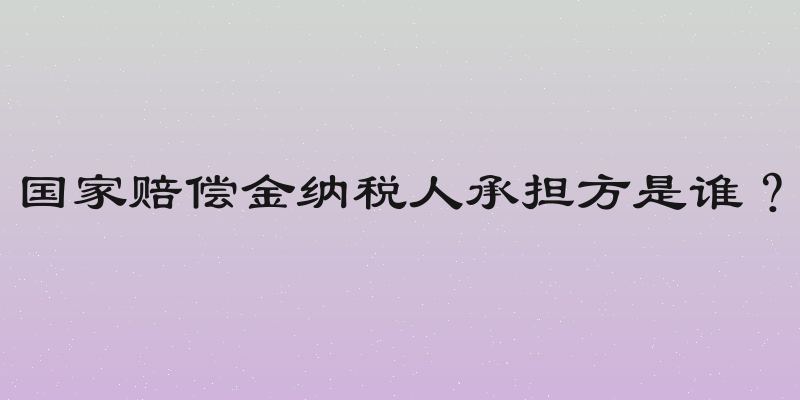 国家赔偿金纳税人承担方是谁？