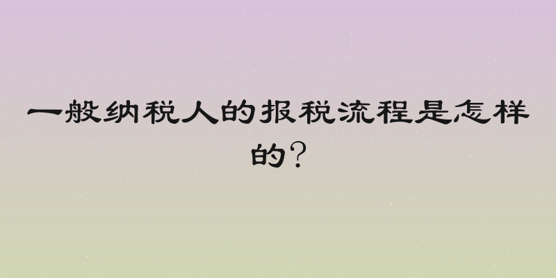 一般纳税人的报税流程是怎样的?