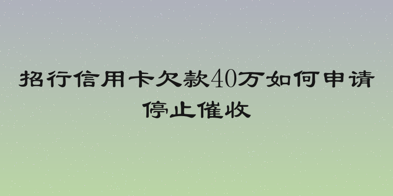 招行信用卡欠款40万如何申请停止催收