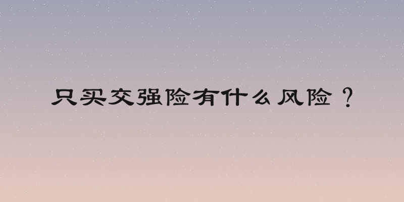 只买交强险有什么风险？