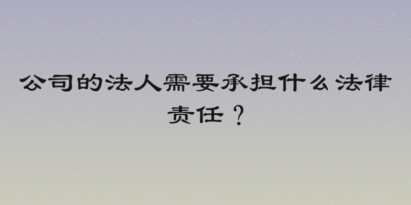 公司的法人需要承担什么法律责任？