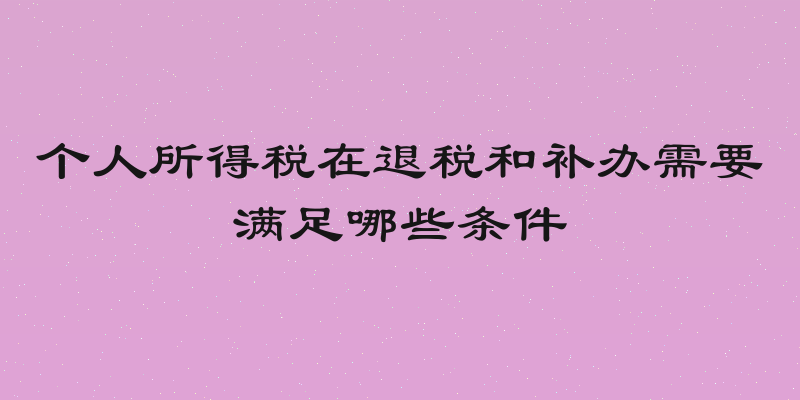 个人所得税在退税和补办需要满足哪些条件