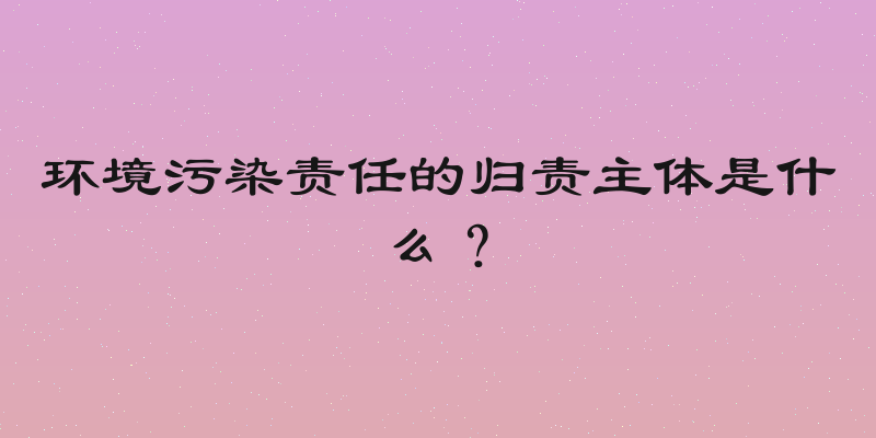 环境污染责任的归责主体是什么？