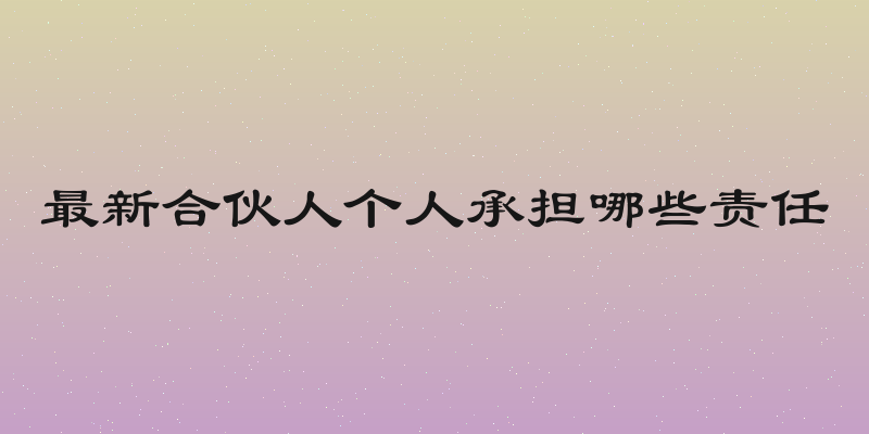 最新合伙人个人承担哪些责任